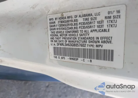 2016 Honda Odyssey Ex-L из США, поврежденный, VIN 5FNRL5H63GB057602